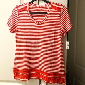 NWT Talbots - Red Stiped Tee